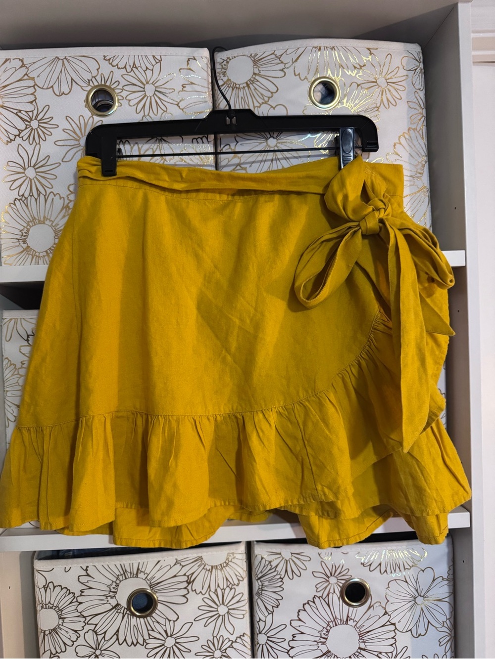 aerie Mustard Yellow Ruffle Wrap Skirt